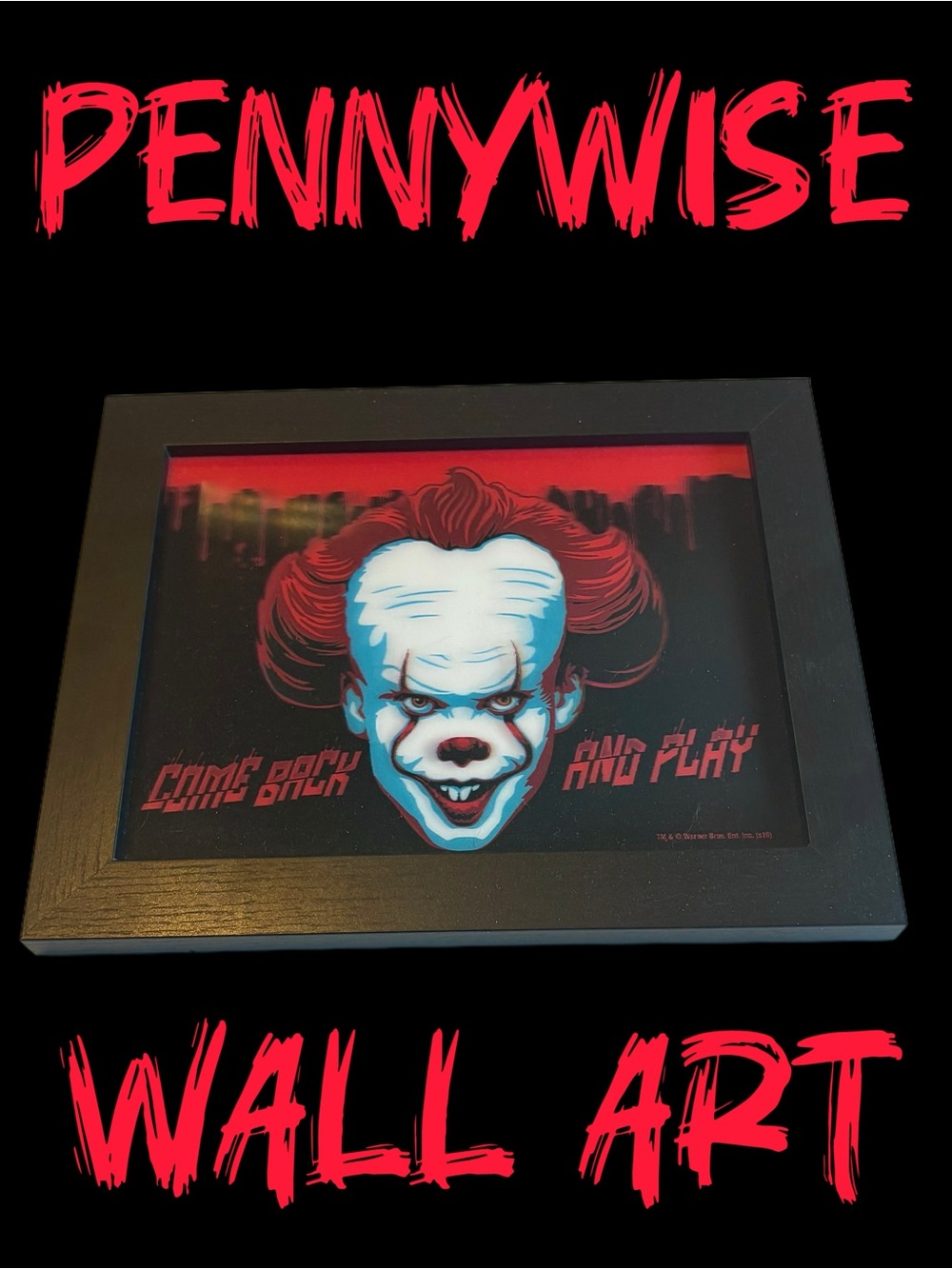 Pennywise IT Moving Art Black Frame - Horror Home Decor